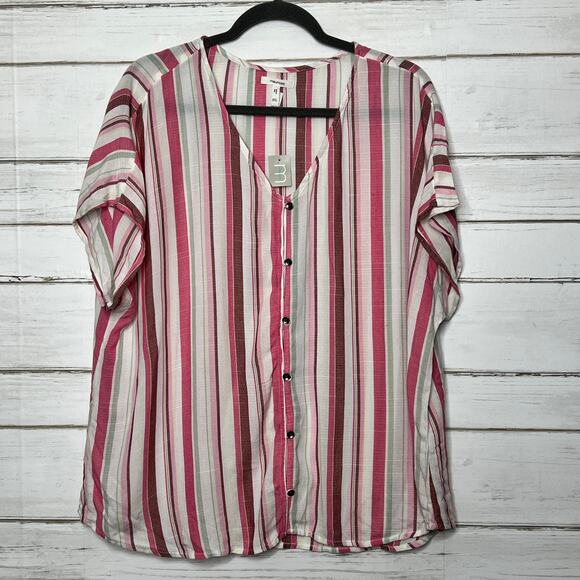 Maurices Colorful Striped Button Front Top Size XXL - Picture 1 of 8